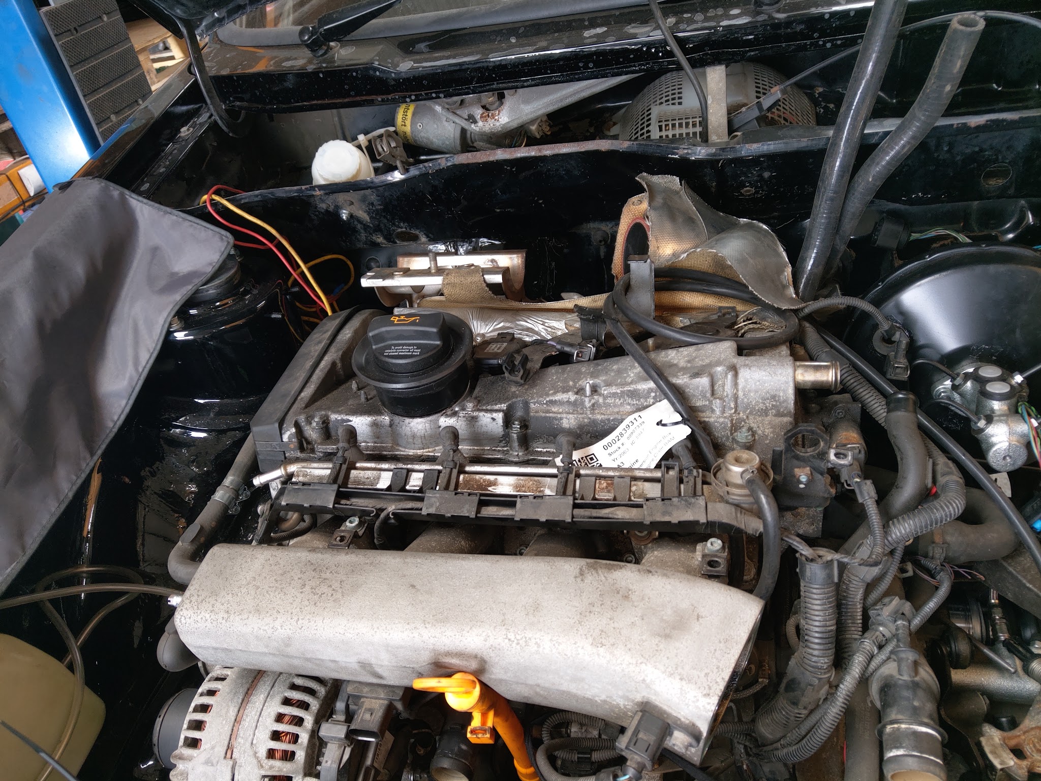 Engine bay part way through an engine install