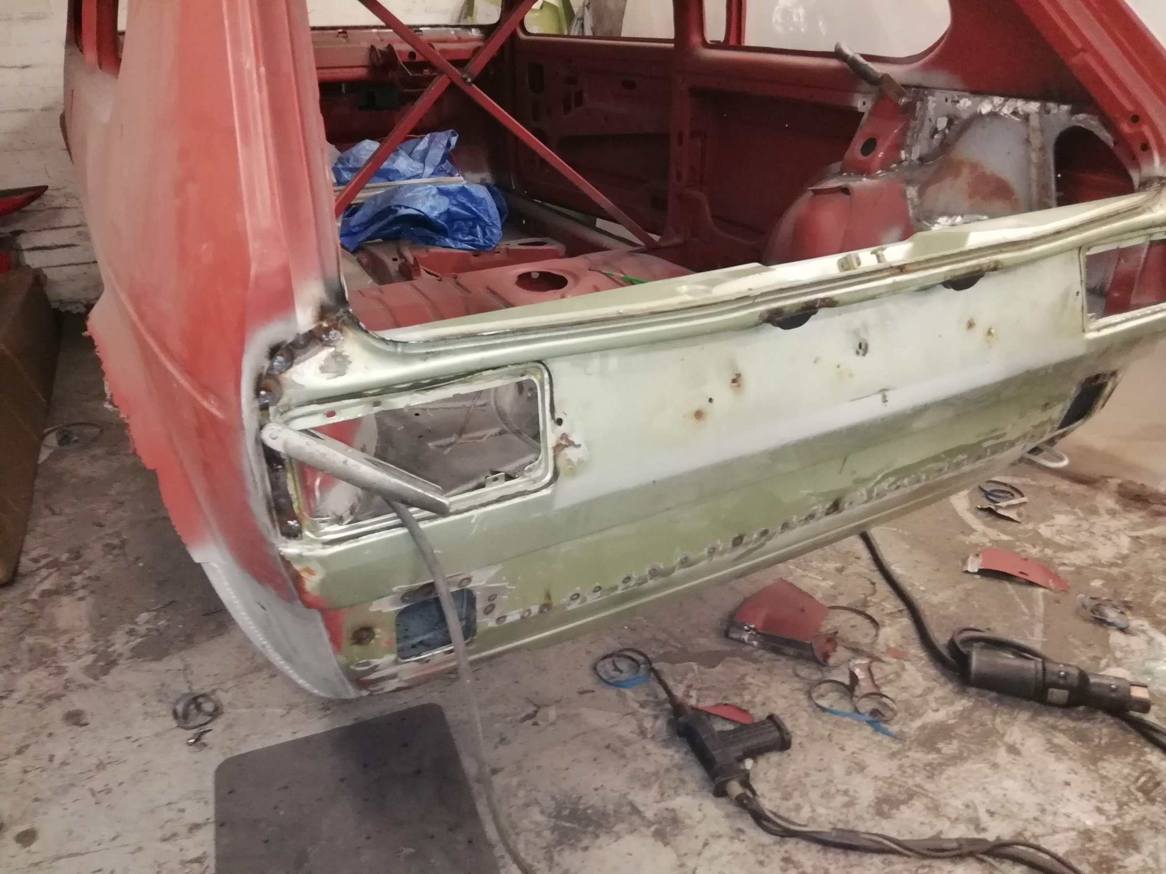 Mk1 rear panel cut out mid-restoration, back to bare metal
